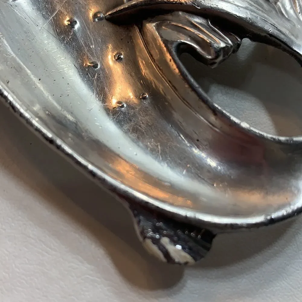 WB Manufacturing Co 133 Swordfish Trinket Holder Vintage Silver Plated Metal